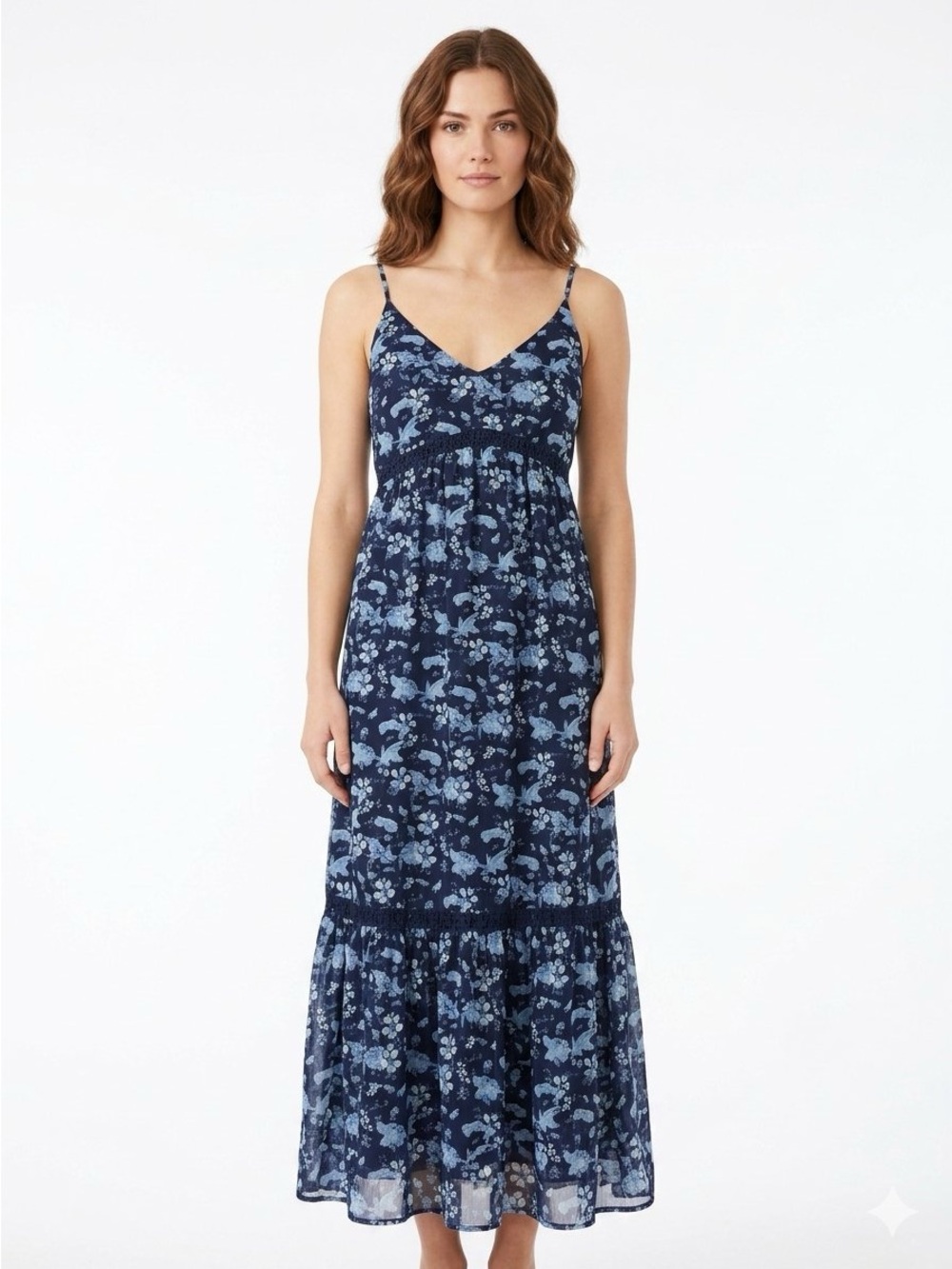 CeCe Navy Blue Floral Maxi Wedding Guest Dress for Fall/Autumn